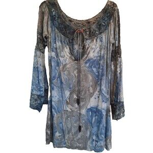 Mijo by Michelle Jonas Small Soft and easy crochet knit dress stretch Tie Dye